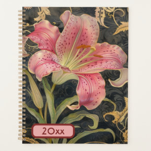 Agenda Lily Rosa 20XX Clássica Espiral Planner Arte Digit