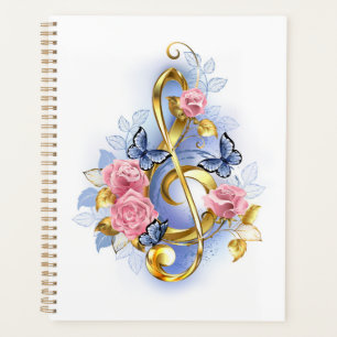 Agenda Limpa de árvore com rosas cor-de-rosa