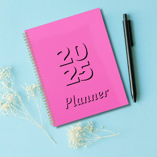 Agenda Limpe o Neon Simples Rosa Semanal e Mensalmente 20