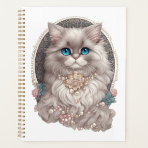 Agenda Linda Cinza, branca, Angora Cat