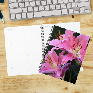 Agenda Linda Flor de Lírio Rosa