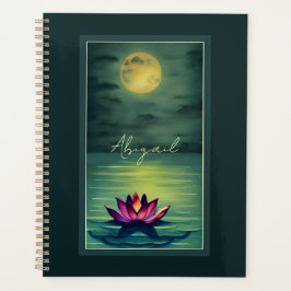 Agenda Linda Flor de Lotus Personalizada e Lua Completa