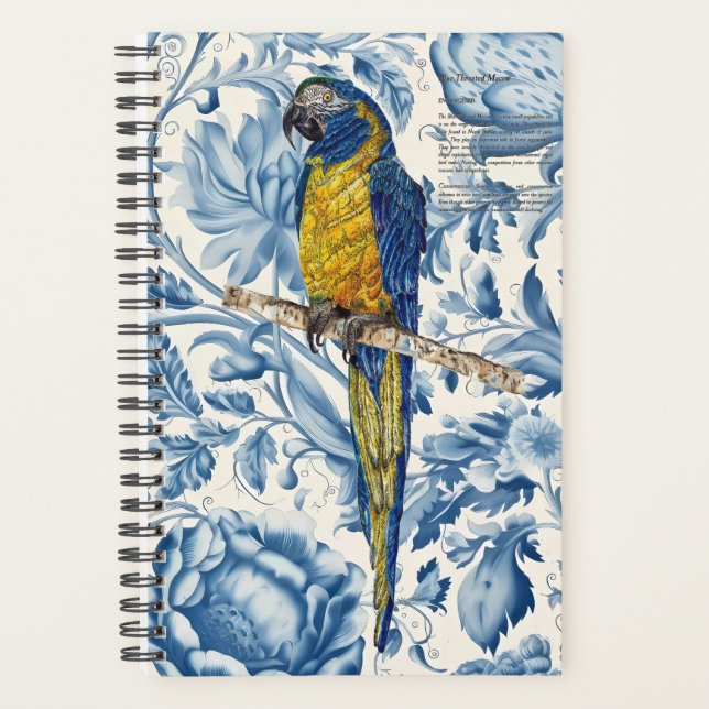 Agenda Linda Macaw Ameaçada Pintada À Mão (Frente)