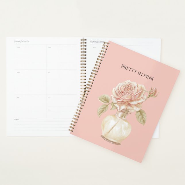 Agenda Linda Rosa Cor-de-Rosa em Vaso (Exibição)