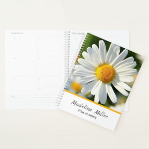 Agenda Linda Shasta Daisy Floral Personalizado