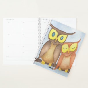 Agenda Linda Watercolor Owl Lovers