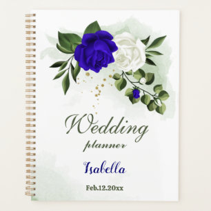 Agenda Lindas flores azuis e brancas verdes