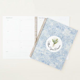 Agenda Lindas Flores Brancas Azuis Sigam Seus Sonhos