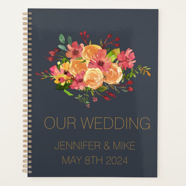 Agenda Lindas flores de aquarela design (Frente)