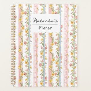 Agenda Lindas flores Pinky Retro Shabby Personalizadas