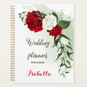 Agenda Lindas flores vermelhas e brancas verdes