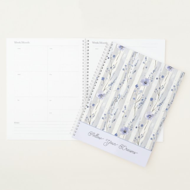Agenda Lindas Listras Florais de Lavanda Chic  (Exibição)