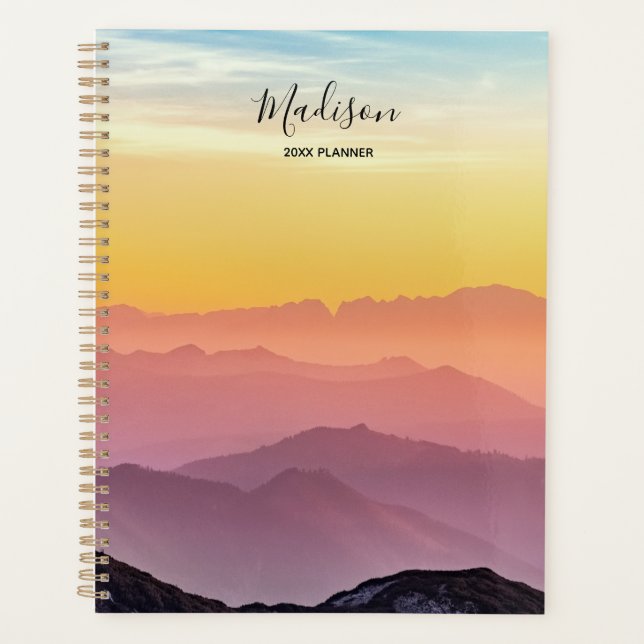 Agenda Lindas Montanhas Coloridas do Céu Personalizadas (Frente)