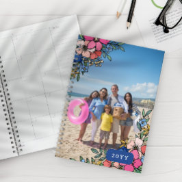 Agenda Lindo Despertar Cor-de-rosa Flores Azuis Família F