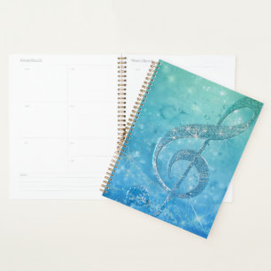 Agenda Lindo efeito brilhante com brilho clave azul de tr