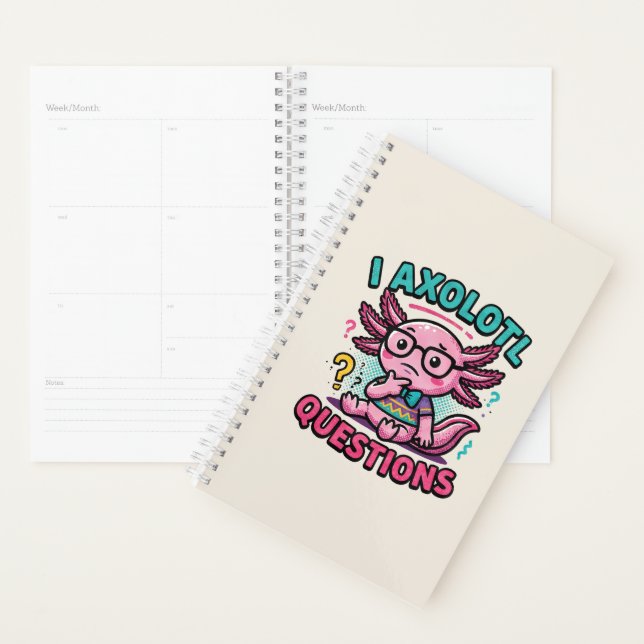 Agenda Lindo Eu Perguntas de Axolote nerd asteca com ócul (Exibição)
