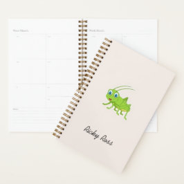 Agenda Lindo gafanhoto verde roxo