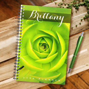Agenda Lindo nome personalizado de foto verde-suculenta a