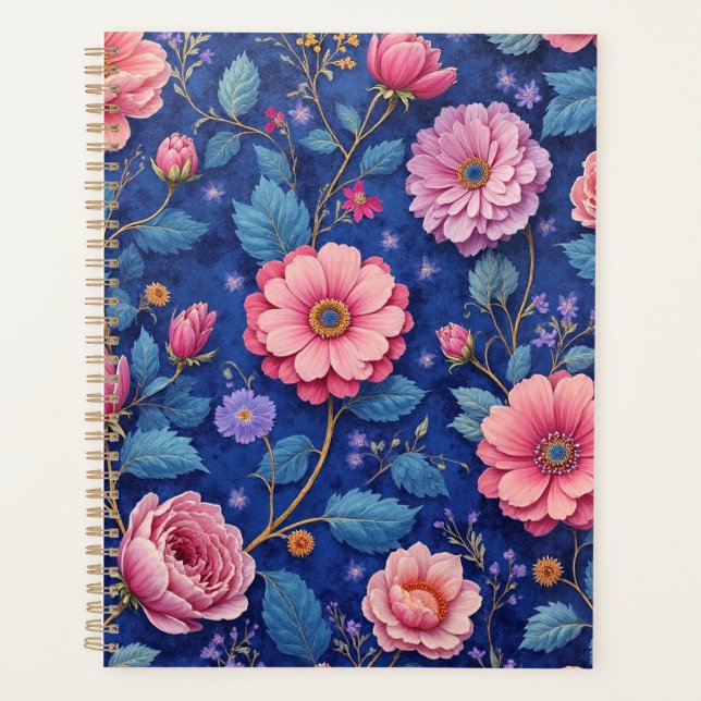 Agenda Lindo padrão floral rosa (Frente)