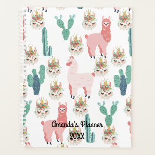 Agenda Lindos Lhama Rosa e Cacto Verde