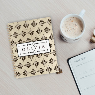 Agenda Lindos padrões preto e branco Nome personalizado
