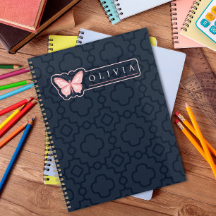 Agenda Lindos Padrões Preto e Branco Nome Personalizado