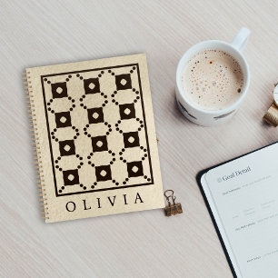 Agenda Lindos padrões preto e branco Nome personalizado
