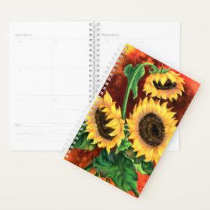 Agenda Lindos Três Girassóis - Pintura de Arte Migrada -