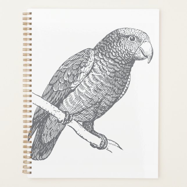 Agenda Line Art of Parrot (Gray) Fine Art (Frente)