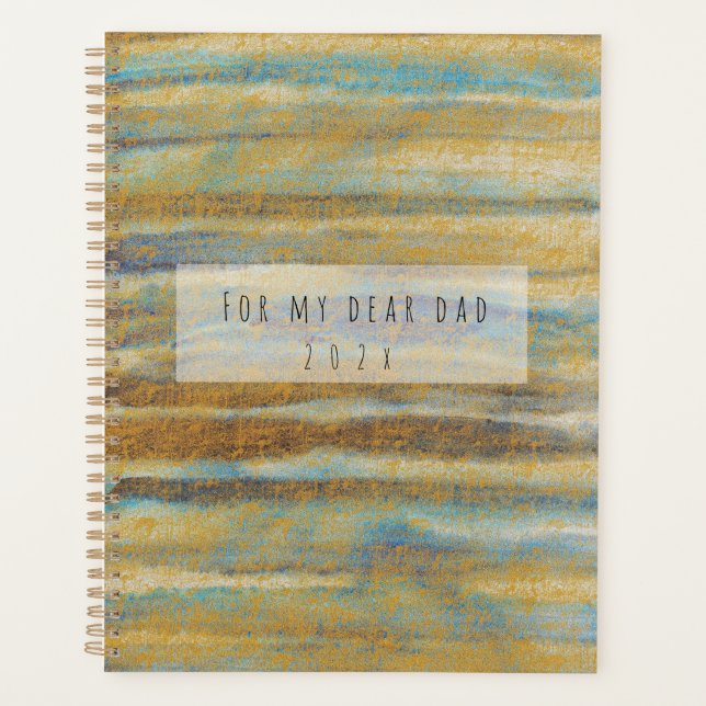Agenda Linhas de aquarelas azuis e ouros (Frente)