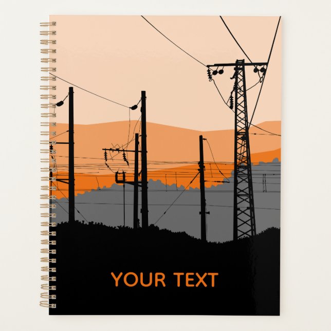 Agenda Linhas de energia industrial sunset personalizadas (Frente)