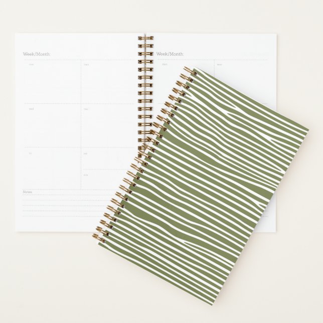 Agenda Linhas horizontais abstratas_brancas sobre verde o (Exibição)