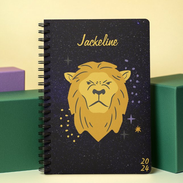Agenda Lion Leo Zodiac l Galaxy Sky Star Personal (Criador carregado)