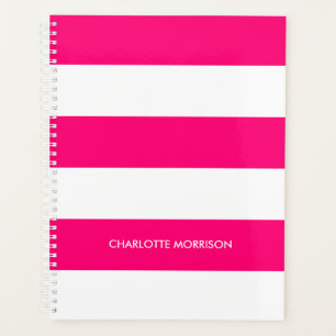 Agenda Lista branca rosa-quente moderna com nome personal