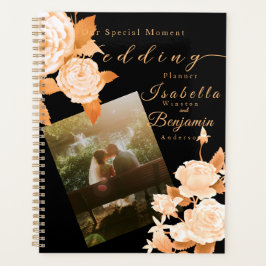 Agenda Lista de Convidados de Foto de Casamento Dourado d
