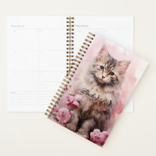 Agenda Lista de Gatos e Baldes de Tabelas de Aquarela