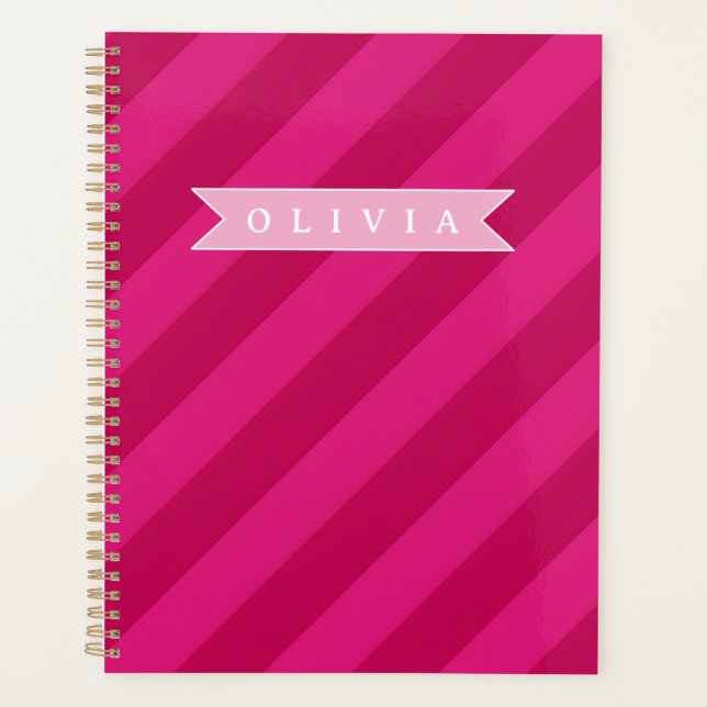 Agenda Listra Rosa Moderna Fofa Personalizada Divertida (Frente)