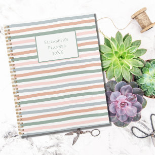 Agenda Listras Boho Rosa Azul Verde Sálvia Terracota Anua