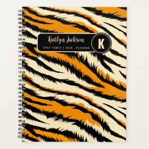 Agenda Listras de Tigre Laranja Preto Monograma