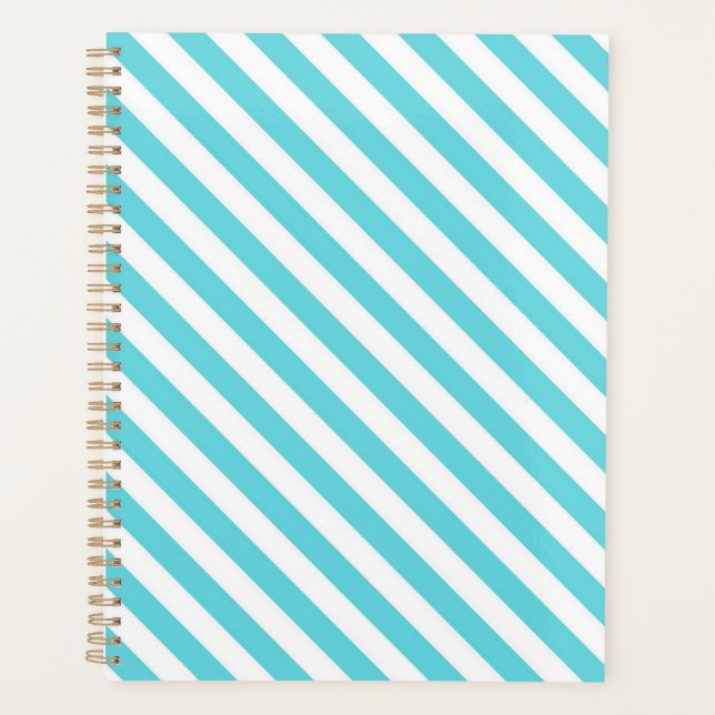 Agenda Listras diagonais clássicas em azul e branco (Frente)