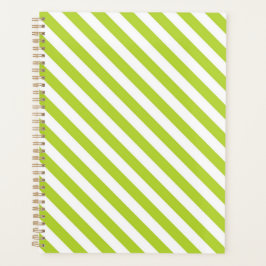 Agenda Listras diagonais em verde lima e branco