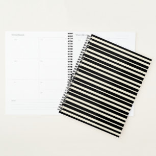 Agenda Listras Horizontais Preto e Branco Minimalistas