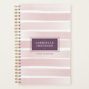 Agenda Listras Rosa Pintadas por Água + Nome Púrpura de