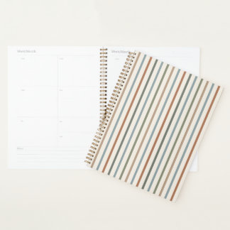 Agenda Listras Verticais Boho Tom Terroso Padrão Minimali