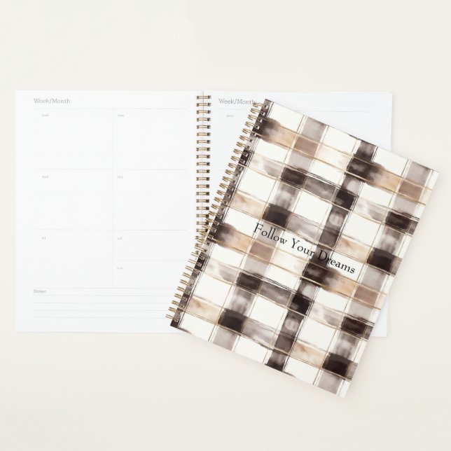 Agenda Listras Xadrez Marrom Creme   (Exibição)