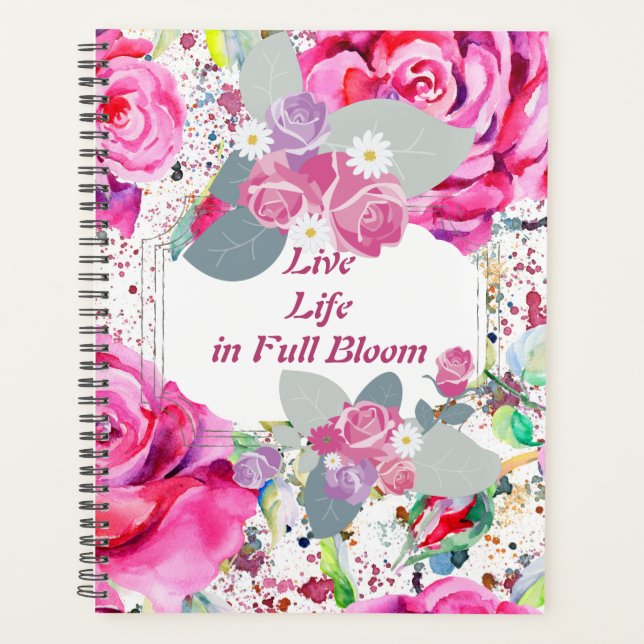 Agenda Live Life in Cheio Bloom Pink Floral Planner (Frente)