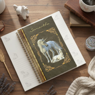 Agenda Livro Como Leather Metal Unicorn Fantasy Foto