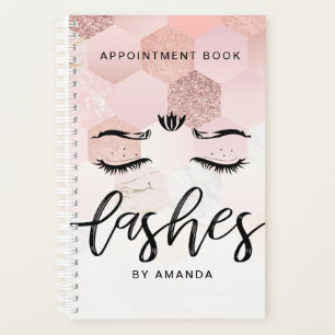 Agenda Livro de Compromissos de Lashes Dourados de Rosa P