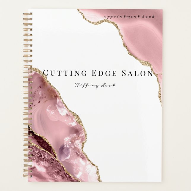 Agenda Livro de Compromissos do Cabelo Personalizado rosa (Frente)