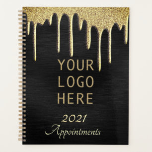 Agenda Livro de Compromissos do Logotipo Dourado Preto pa